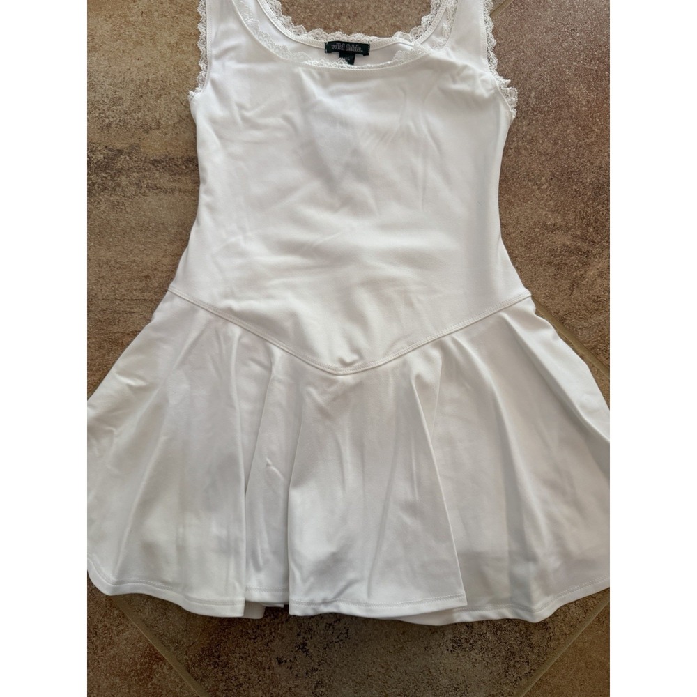 Women's Wild Fable White Game Day Lace Drop Waist Mini Skater Dress XXS NWT - Picture 3 of 7